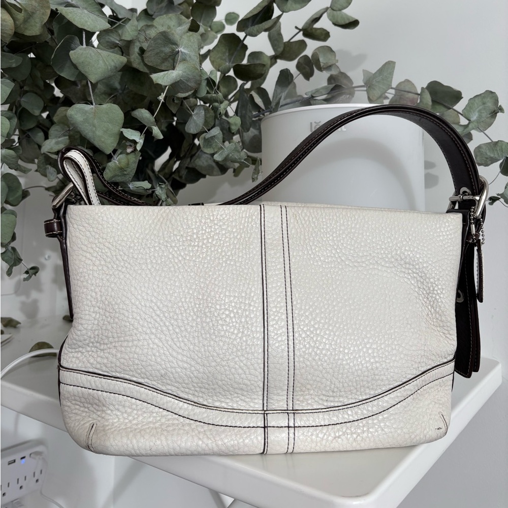 Coach vintage white leather hobo bag